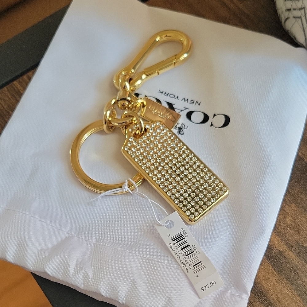 NWT Coach Rhinestone Hangtag Keychain